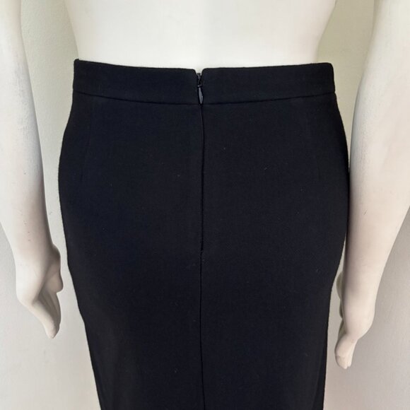 J.CREW Front Slit A-line Black Midi Skirt in Double Surge Wool SZ 2 - Picture 6 of 11